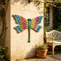 Décoration murale suspendue en fer forgé, motif libellule, populaire et colorée, pour jardin, clôture, porche, extérieur et décoration intérieure