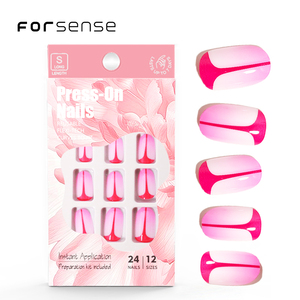 Boîte d'emballage pour ongles ovale courte en vrac, boîte d'emballage de faux ongles au design pêche unique, styles pour femmes, kit de préparation pour ongles artificiels ombre rose - Product Image 1