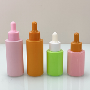 Pink Frosted Wholesale Flat Shoulder 20ml 30ml <b>50ml</b> 60ml 80ml 100 Thick Glass Skincare Serum Hair Oil Glass <b>Bottle</b> With Dropper - Product Image 2