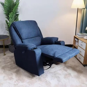 Fauteuil inclinable fonctionnel pour personnes âgées, en tissu, style européen, pour salon, cinéma, avec fonction massage, fauteuil individuel rembourré - Product Image 3
