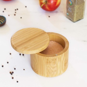 Contenitore per Sale in Bambù con Coperchio Magnetico Girevole, Scatola per <span class=keywords><strong>Spezie</strong></span> da Cucina - Product Image 2