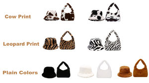 Conjunto de Bolso y Sombrero con Estampado de Vaca y Peluche para Niñas, Estilo Informal, Ecológico, para Uso Diario y Fiestas, 100% Nuevo - Product Image 6