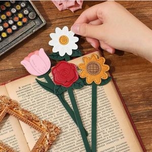 PU Leather <b>Bookmarks</b> for Women Cute Flower <b>Bookmarks</b> for Book Lovers Daisy Tulip Sunflower <b>Bookmark</b> - Product Image 4
