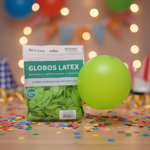 Globos de Látex Party Love de 25 cm, Color Verde Pistacho, Redondos, Duraderos, Artículos Decorativos para Fiestas - Product Image 4