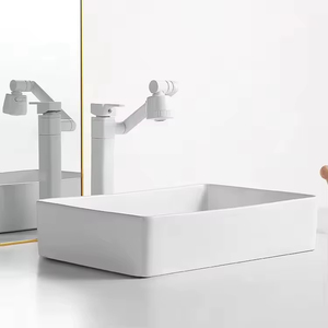 Lavabo de salle de bain rectangulaire moderne en céramique blanche à poser sur comptoir, avec montage monotrou pour robinet, idéal pour les projets hôteliers et <span class=keywords><strong>d</strong></span>'appartements - Product Image 2