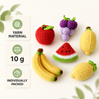 Handgemaakte gehaakte fruitcharms, gebreide miniatuur voedselspeelgoedjes voor thuisdecoratie en cadeaus