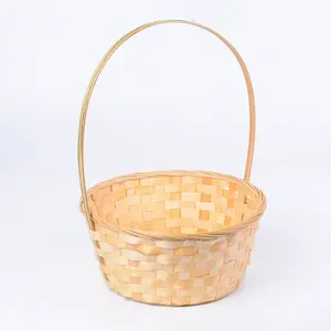 Portable Handmade Rattan Storage Container Houseware Bamboo Woven Storage Basket With Handle