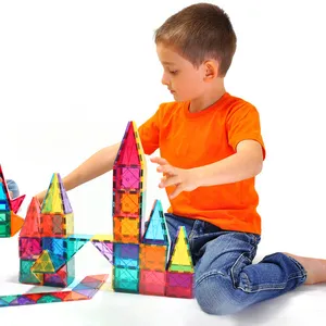 자기 타일 120 조각 아이 자기 건물 타일 장난감 세트 paly 세트 블록 빌딩 블록 공급 업체 새로운 줄기 장난감