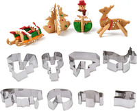 Ensemble de 8 emporte-pièces carrés 3D en acier inoxydable écologique pour biscuits et bonbons, résistants au lave-vaisselle et au four, idéal pour les fêtes