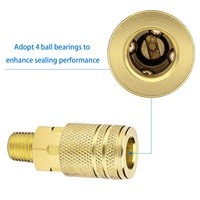 Raccords rapides pour tuyau d'air de type M 1/4" NPT, coupleurs industriels en laiton à haut débit pour compresseurs d'air et accessoires