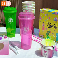 Nouveau produit thé à bulles jetable jus froid 700 ml Boba lait en plastique PP couleur dure tasse d'injection en plastique