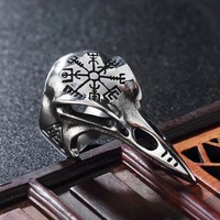 Vente chaude nordique rétro Style hommes à la mode oiseau crâne anneau Hip-Hop défense avec aigle mode Punk bijoux anneaux ouverts