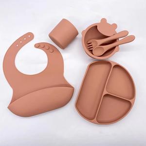Assiettes en Silicone pour enfants, ensembles d'assiettes pour bébé, plat d'alimentation pour bébé, aspiration vaisselle en Silicone, bol avec cuillère - Product Image 3
