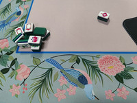 Tapis de Mahjong Pliable Moderne et Élégant en Caoutchouc, Motif Chinoiserie Oiseaux et Pivoines, 31,5 Pouces, Fond Vert, Fleurs Volantes, Antidérapant et Anti-bruit