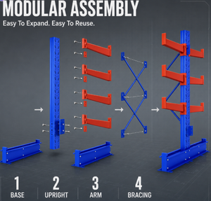 Factory Direct Industrial Cantilever Rack with Guardrail for Storage - Product Image 5