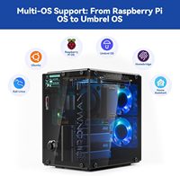 Boîtier PC Full Tower Pironman 5-MAX pour Raspberry Pi 5 Mini-ITX, support acrylique, accélérateur d'IA Hailo-8L, double ventilateurs RGB