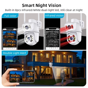 Ngoài trời 6MP ống kính kép PTZ 360 Panorama phát hiện chuyển động an ninh máy ảnh báo động đẩy CCTV <span class=keywords><strong>Camera</strong></span> Dễ dàng cài đặt icsee/V380 Pro - Product Image 3