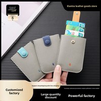 Dompet Kartu Mini Lipat Berlapis Desain Baru dari PU Ultra Tipis, Tempat Kartu Bank, Tempat Kartu Identitas, Tempat Kartu Nama
