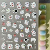 Autocollants de Noël 2026 pour Ongles, Motifs Dessin Animé 3D Flocons de Neige, Décalcomanies Flocons de Neige, Père Noël Rouge, Ultra-Fins, Sans Soudure, Enveloppements d'Ongles, Vente en Gros