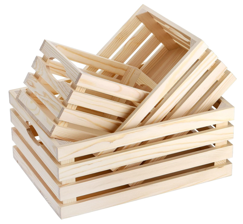 3 Pack Natural Wooden Nesting Crates