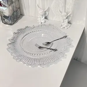 Silver Reef Charger Plates For Dinner Wedding Decoration Wedding Dishes Transparent Silver Charger Plate Plastic Charger Plates