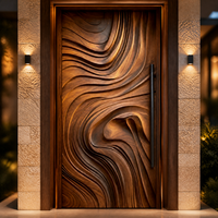 Paneles de Pared 3D de Madera Oscura Premium, Efecto de Luz y Sombra Esculpida, Revestimiento de Pared Interior de Alta Gama para Mansiones