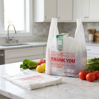 Sacs en plastique PE personnalisés imprimés pour courses, type gilet, avec poignées, pour supermarchés et emballages de détail