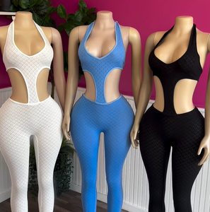Viviblook J26JP067 Combinaison décontractée pour femme, nouvelle collection, sexy, couleur unie, transparente, en maille moulante, décolleté plongeant, une pièce - Product Image 1