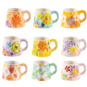 Gran vientre púrpura <span class=keywords><strong>caléndula</strong></span> flor patrón taza nueva bajo vidriado Taza de cerámica pintada con boca estrecha para té y <span class=keywords><strong>café</strong></span> - Product Image 6