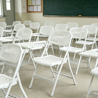 Silla de Entrenamiento Plegable con Tableta de Escritura, Silla de Conferencia Apilable con Estructura Metálica para Hotel, Salón Multifuncional
