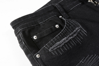 Pantalon en jean crayon pour homme Ds323, mode urbaine, taille mi-haute, déchiré, effet éclaboussures, trous, printemps, été, automne, hiver - Lavé