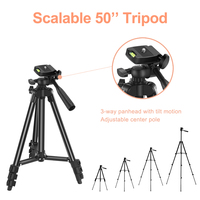 Microphone pour caméra Mamen KIT-05LM avec trépied et éclairage pour enregistrement vidéo, microphone à condensateur