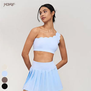 Joch <span class=keywords><strong>Single</strong></span> Shoulder <span class=keywords><strong>Strap</strong></span> Gym Fitness-BH Atmungsaktives Laufen Workout Wear Großhandel Stoßfest Gathered Yoga Sport-BH Frauen - Product Image 2