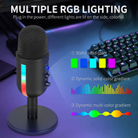 Microphone d'enregistrement de studio à condensateur filaire USB RVB pour les jeux et la diffusion YouTube Construction en métal durable