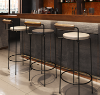 Tabourets de bar en fer forgé en stock usine, chaises hautes à dossier pour la maison, chaises hautes
