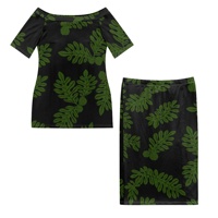 Robe polynésienne pour femmes, jupes longues à épaules dénudées, ensemble 2 pièces, robe Puletasi, taille haute élastique pour les vacances, les mariages, les soirées en club