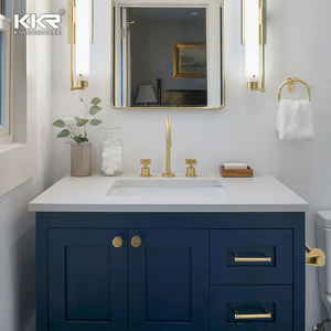 מלאכותי אבן יהירות למעלה מוצק משטח אמבטיה השיש עם משולב כיורים - Product Image 4