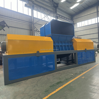 Déchiqueteuse automatique de bouteilles en plastique à double arbre avec engrenages et composants de moteur, baril bleu
