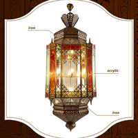 Lustre de mosquée de luxe sur mesure, grand, en métal sculpté ajouré, avec vitraux et éclairage LED, pour la décoration de la mosquée