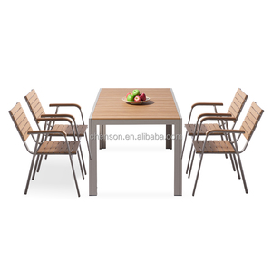 2023 Popular Leisure Dining Furniture Plastic Wood Outdoor Dining Set Used Restaurant