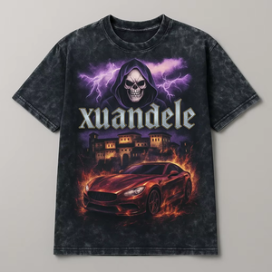 <span class=keywords><strong>T</strong></span>-<span class=keywords><strong>shirt</strong></span> Homme Streetwear Personnalisé Coupe Boxy 300 GSM Coton Lourd Imprimé Squelette Rétro Rock Surdimensionné - Product Image 4