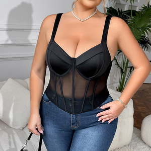 Corset sexy en maille chevronnée sur mesure pour femmes grandes tailles, soutien-gorge amincissant la <span class=keywords><strong>taille</strong></span>, camisole respirante pour poitrines généreuses - Product Image 3