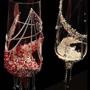 Copa de Champán Decorada con Mariposas y Flores Eternas, Material para Manualidades, Regalo para Bodas, Compromisos y Rituales - Product Image 5