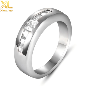 Stainless Steel Unisex <b>Rings</b> Inlaid Classic Luxury <b>Gold</b> Channel <b>Set</b> Wedding Engagement Party Gifts Wedding Bands - Product Image 1
