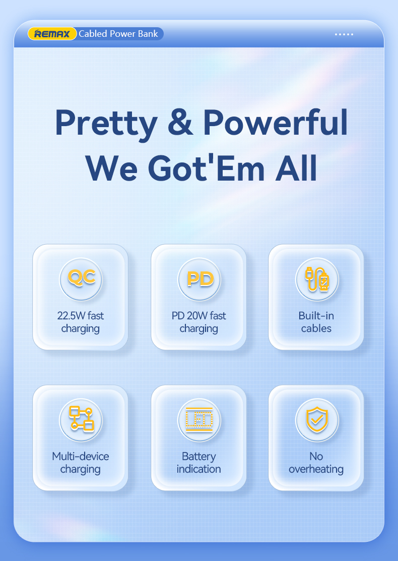 Remax RPP-513 22.5W Aluminum PD Qc 3.0 Powerbank 20000Mah Type-C description image 2