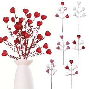 Adornos de Corazones para el Día de San Valentín, Adornos de Corazones Artificiales con Tallos, Artículos para Fiestas de Boda, Centros de Mesa - Product Image 1