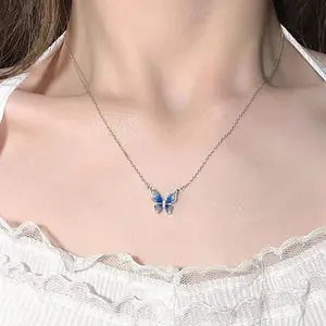 Luxe Gradiënt Blauwe Vlinder Ketting Voor Sieraden Winkel Groothandel N2309132