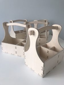 Panier cadeau large en bois à 4 compartiments, boîte de rangement en contreplaqué avec poignée, gravure personnalisée OEM, logo Vietnam - Product Image 6