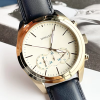Montre à Quartz de luxe pour hommes, boîtier en acier inoxydable or Rose, Texture Crocodile, cuir véritable, montre-bracelet quotidienne MS bleue