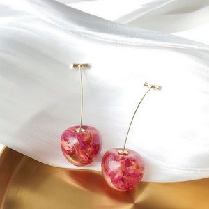 French Fashion Elegant Cherry Drop <b>Earring</b> for Women <b>Cute</b> Fruit <b>Earrings</b> Female Girl Daily Jewelry - Product Image 1